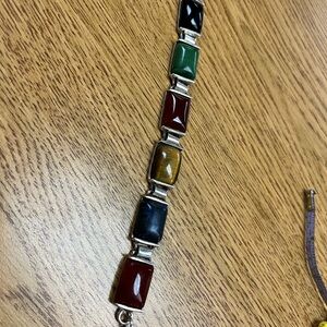 México Ati 925 multi Gemstones silver bracelet
